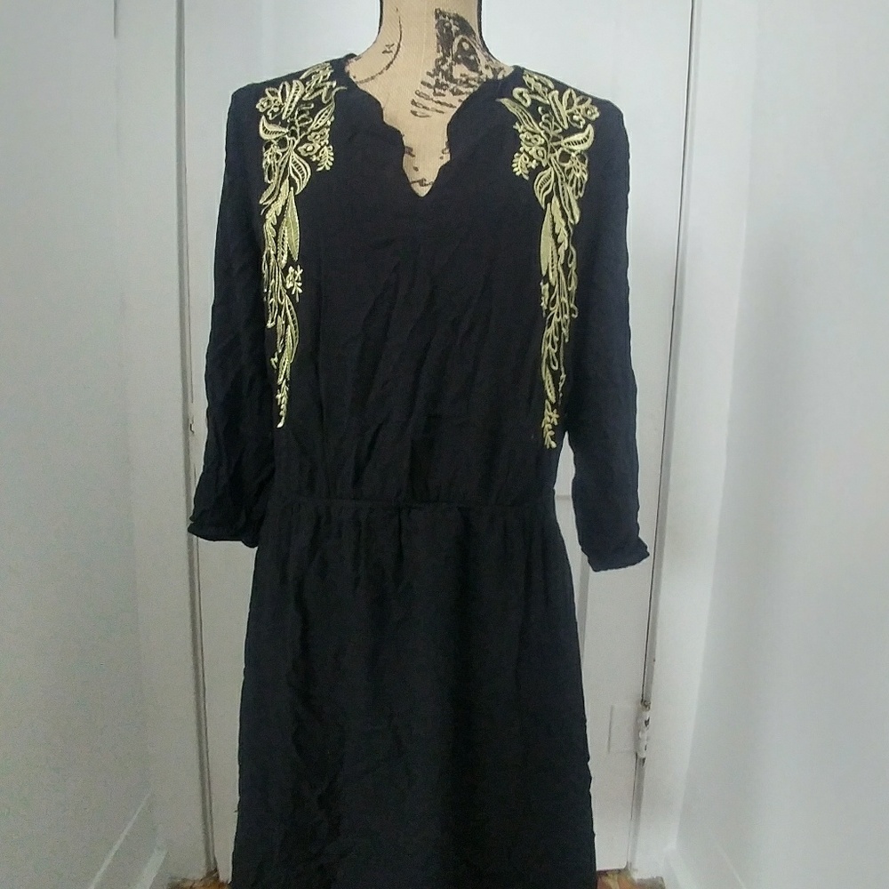 Womens Black and Gold Tunic Large - Picture 2 of 5